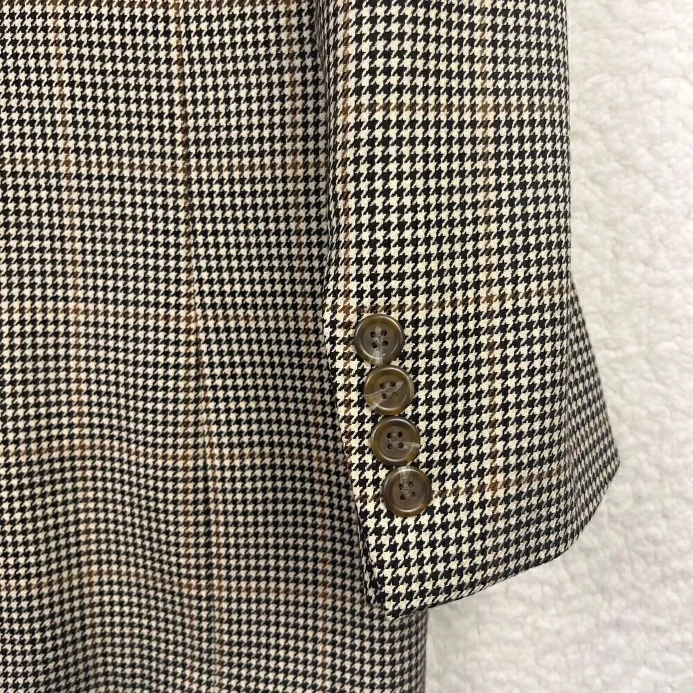 Ralph Lauren Mens Blazer Sport Coat Two Button Jacket‎ 100% Wool 42R HoundsTooth